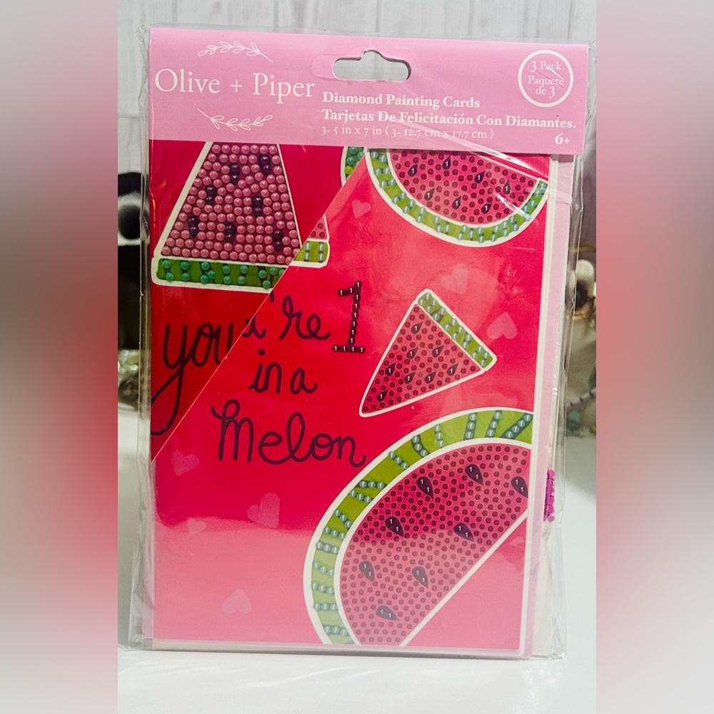 3pk Diamond Painting Cards by Olive + Piper Valentine’s Day 5in x 7in NWT